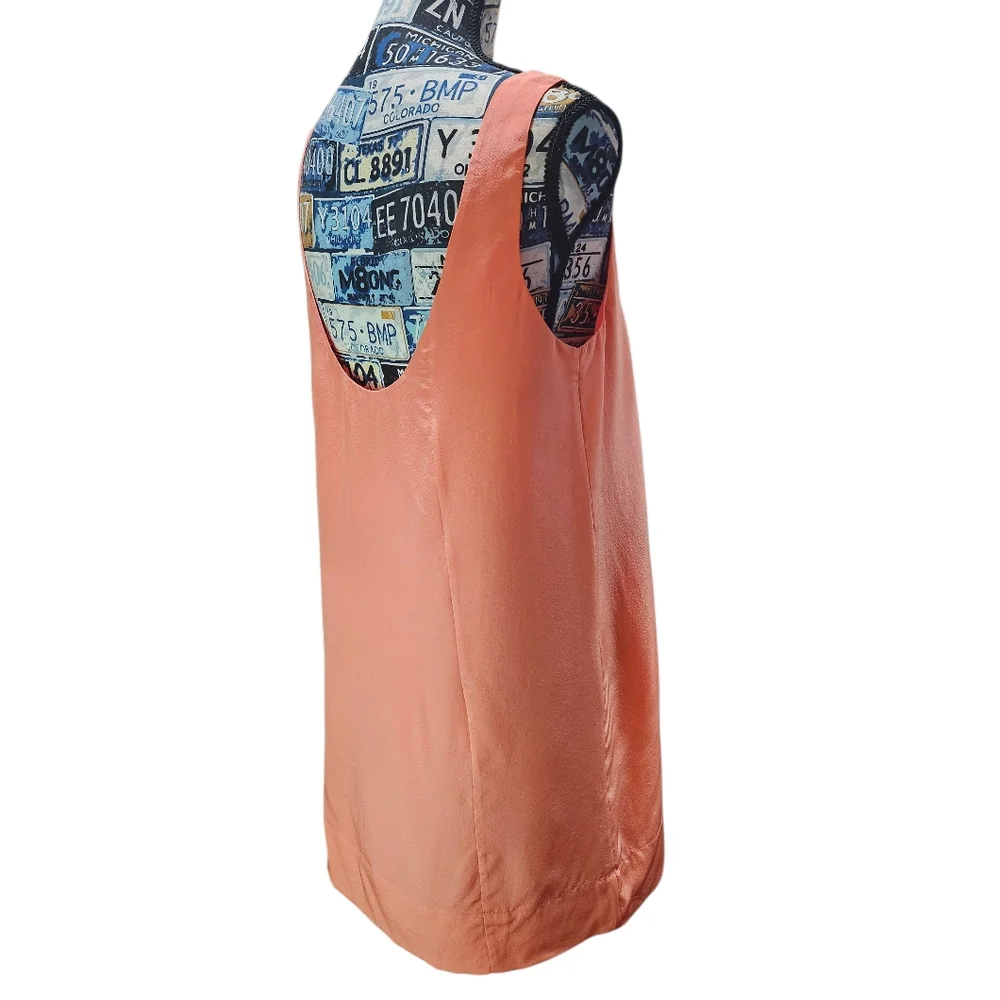 Joie Coral Peach Sleeveless Tank Sheath Silk Dress Small - Picture 3 of 8